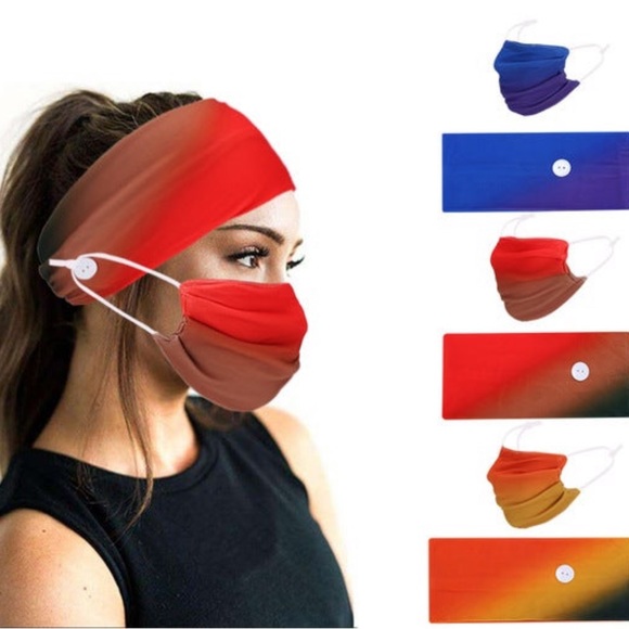 Brand New Face Mask & Headband Set In Red Gradient - Picture 4 of 9